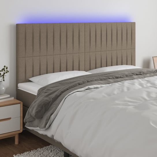 vidaXL Zagłówek do łóżka z LED, taupe, 180x5x118/128 cm, tkanina vidaXL