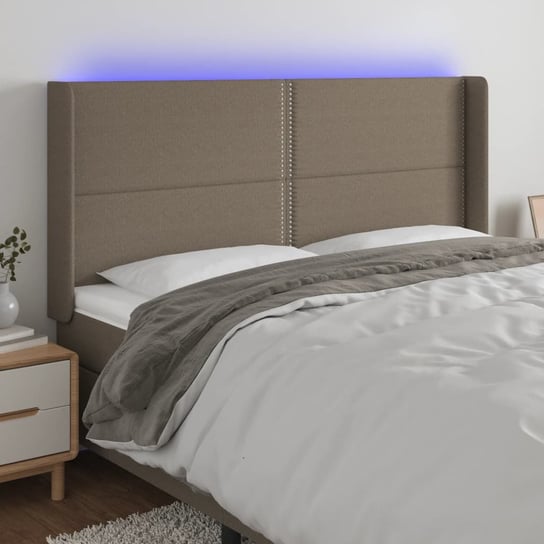 vidaXL Zagłówek do łóżka z LED, taupe, 183x16x118/128 cm, tkanina vidaXL