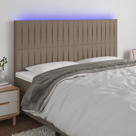 vidaXL Zagłówek do łóżka z LED, taupe, 200x5x118/128 cm, tkanina vidaXL