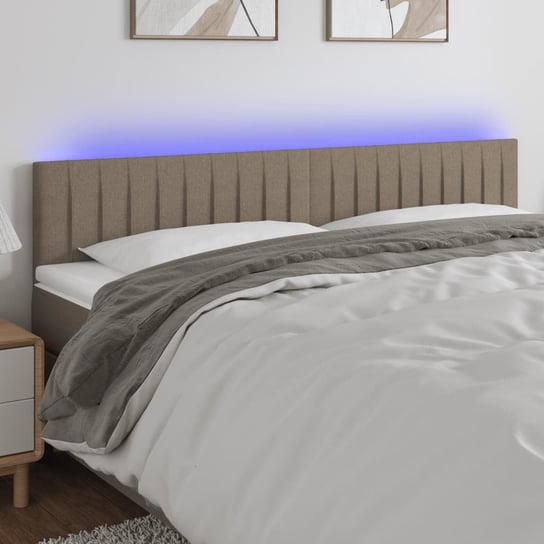 vidaXL Zagłówek do łóżka z LED, taupe, 200x5x78/88 cm, tkanina vidaXL