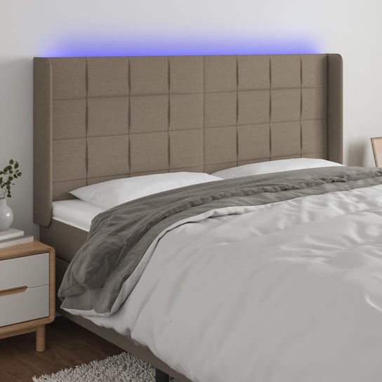 vidaXL Zagłówek do łóżka z LED, taupe, 203x16x118/128 cm, tkanina vidaXL