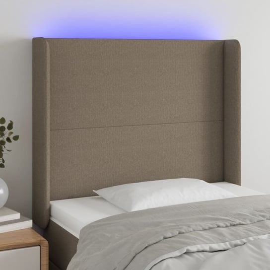 vidaXL Zagłówek do łóżka z LED, taupe, 83x16x118/128 cm, tkanina vidaXL