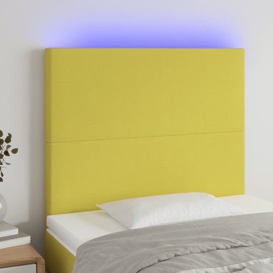 vidaXL Zagłówek do łóżka z LED, zielony, 100x5x118/128 cm, tkanina vidaXL