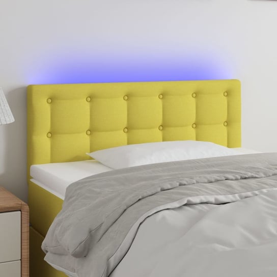 vidaXL Zagłówek do łóżka z LED, zielony, 100x5x78/88 cm, tkanina vidaXL