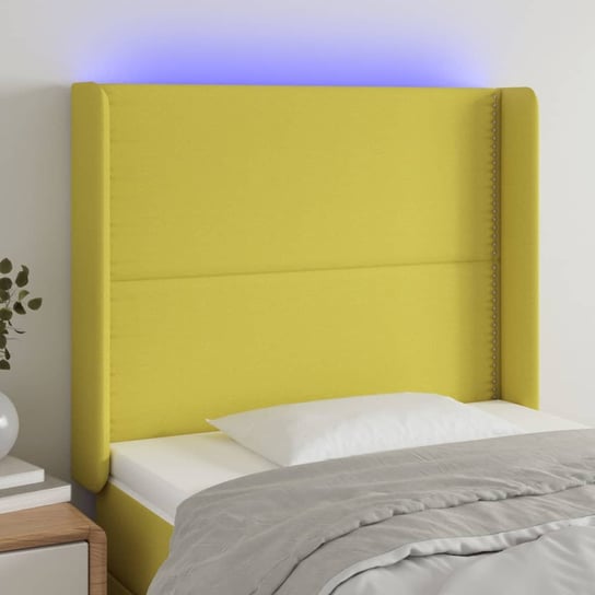 vidaXL Zagłówek do łóżka z LED, zielony, 103x16x118/128 cm, tkanina vidaXL