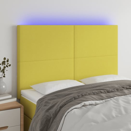vidaXL Zagłówek do łóżka z LED, zielony, 144x5x118/128 cm, tkanina vidaXL