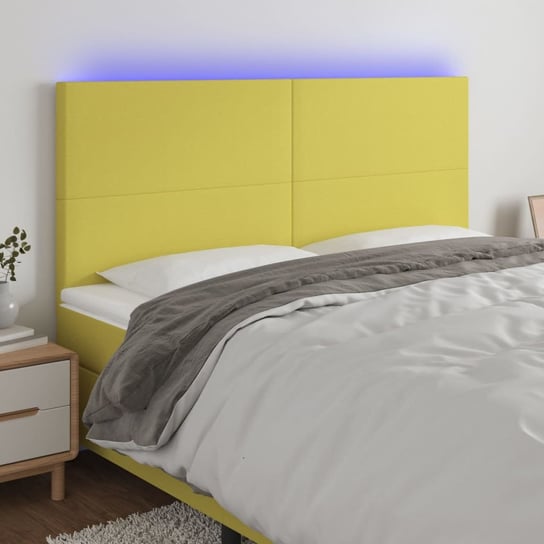 vidaXL Zagłówek do łóżka z LED, zielony, 160x5x118/128 cm, tkanina vidaXL