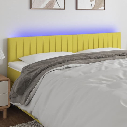 vidaXL Zagłówek do łóżka z LED, zielony, 160x5x78/88 cm, tkanina vidaXL