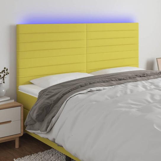 vidaXL Zagłówek do łóżka z LED, zielony, 180x5x118/128 cm, tkanina vidaXL