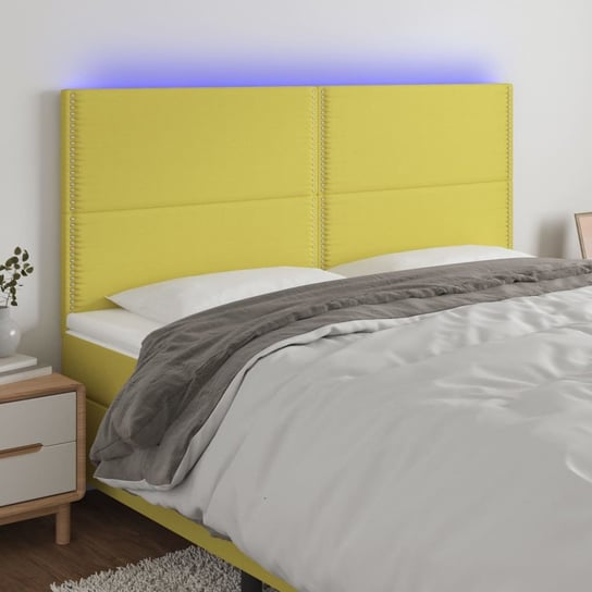 vidaXL Zagłówek do łóżka z LED, zielony, 180x5x118/128 cm, tkanina vidaXL