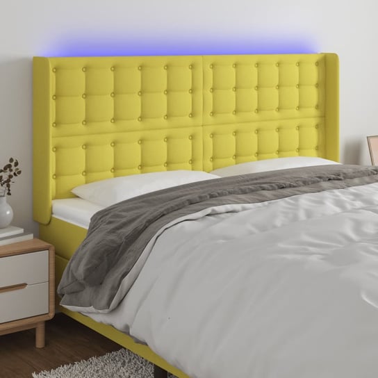 vidaXL Zagłówek do łóżka z LED, zielony, 183x16x118/128 cm, tkanina vidaXL