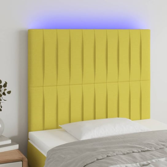 vidaXL Zagłówek do łóżka z LED, zielony, 80x5x118/128 cm, tkanina vidaXL