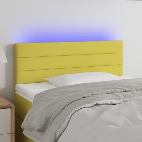 vidaXL Zagłówek do łóżka z LED, zielony, 80x5x78/88 cm, tkanina vidaXL