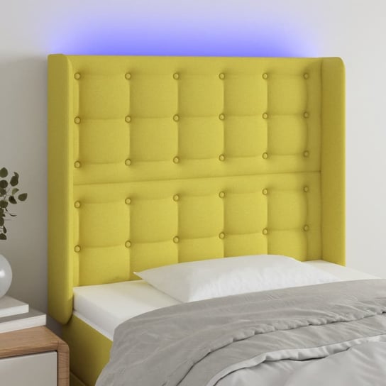 vidaXL Zagłówek do łóżka z LED, zielony, 83x16x118/128 cm, tkanina vidaXL
