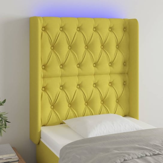 vidaXL Zagłówek do łóżka z LED, zielony, 83x16x118/128 cm, tkanina vidaXL