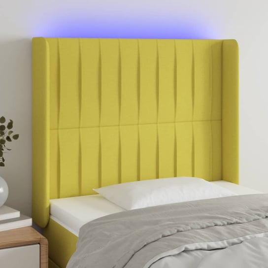 vidaXL Zagłówek do łóżka z LED, zielony, 93x16x118/128 cm, tkanina vidaXL