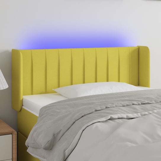 vidaXL Zagłówek do łóżka z LED, zielony, 93x16x78/88 cm, tkanina vidaXL