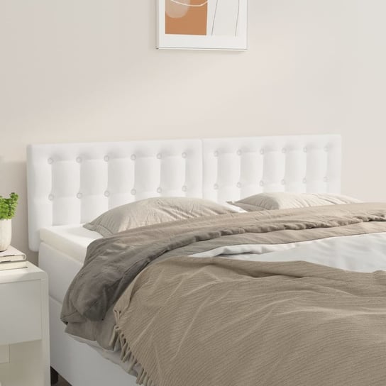 vidaXL Zagłówki do łóżka, 2 szt, białe, 72x5x78/88 cm, sztuczna skóra vidaXL