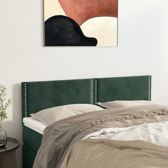 vidaXL Zagłówki do łóżka, 2 szt, ciemnozielone, 72x5x78/88 cm, aksamit vidaXL