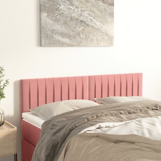 vidaXL Zagłówki do łóżka, 2 szt., różowy, 72x5x78/88 cm, aksamit vidaXL