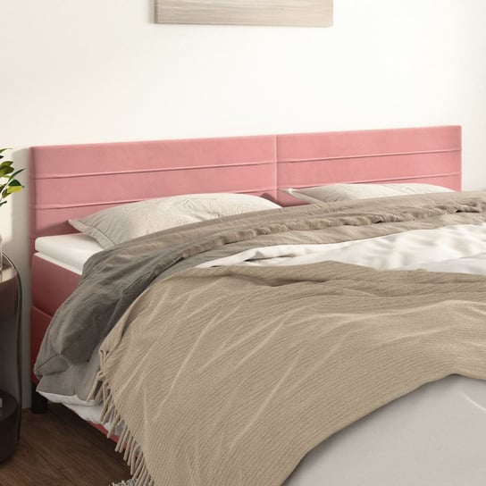 vidaXL Zagłówki do łóżka, 2 szt., różowy, 90x5x78/88 cm, aksamit vidaXL