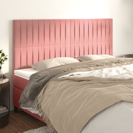 vidaXL Zagłówki do łóżka, 4 szt., różowy, 100x5x78/88 cm, aksamitny vidaXL