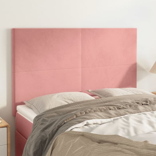 vidaXL Zagłówki do łóżka, 4 szt., różowy, 72x5x78/88 cm, aksamit vidaXL