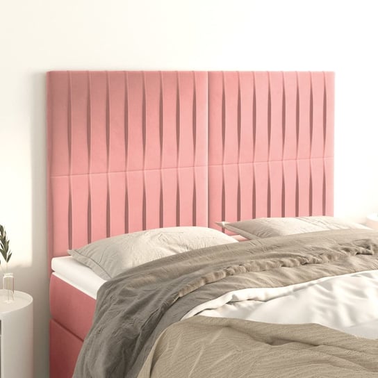 vidaXL Zagłówki do łóżka, 4 szt., różowy, 72x5x78/88 cm, aksamit vidaXL