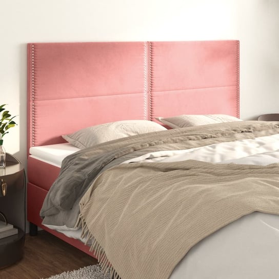 vidaXL Zagłówki do łóżka, 4 szt., różowy, 80x5x78/88 cm, aksamit vidaXL
