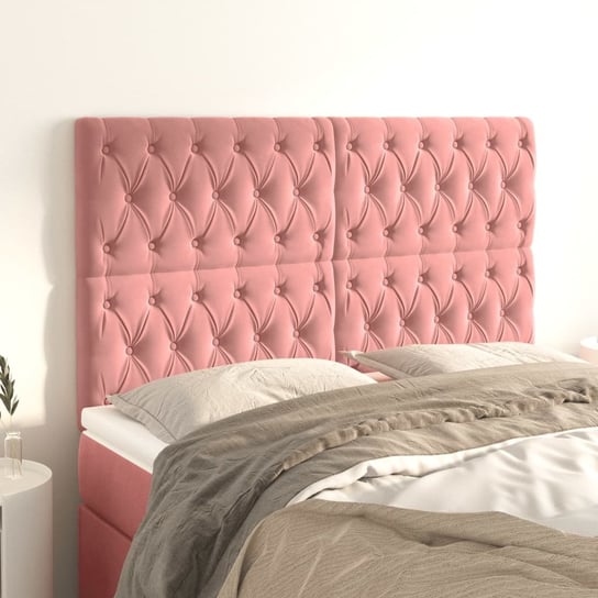 vidaXL Zagłówki do łóżka, 4 szt., różowy, 80x7x78/88 cm, aksamit vidaXL