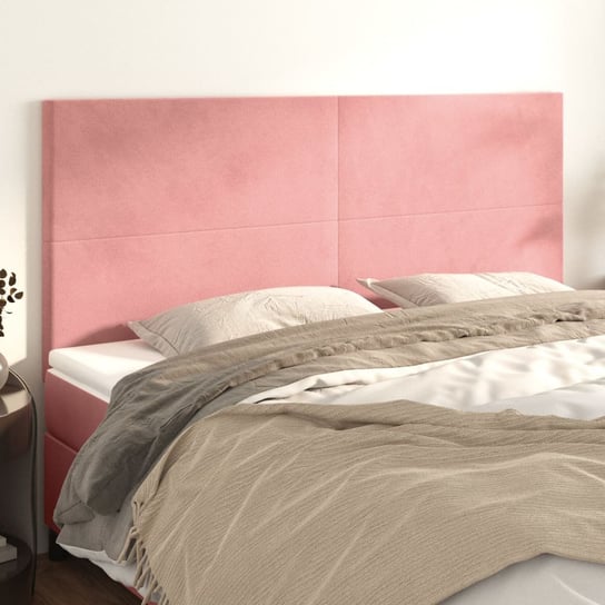 vidaXL Zagłówki do łóżka, 4 szt., różowy, 90x5x78/88 cm, aksamit vidaXL