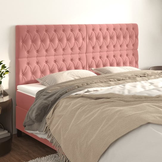 vidaXL Zagłówki do łóżka, 4 szt., różowy, 90x7x78/88 cm, aksamitny vidaXL