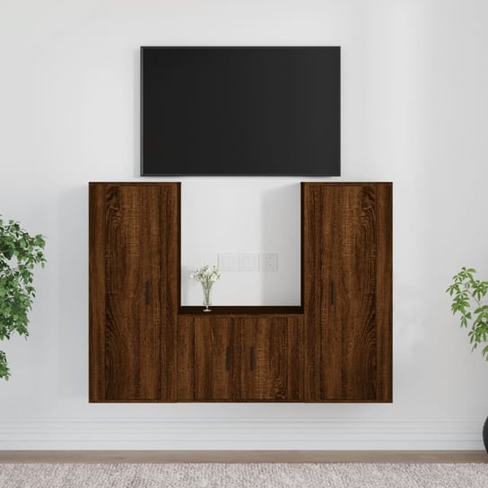 vidaXL Zestaw 3 szafek TV, brązowy dąb, materiał drewnopochodny vidaXL