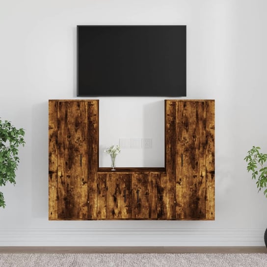 vidaXL Zestaw 3 szafek TV, przydymiony dąb, materiał drewnopochodny vidaXL