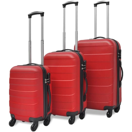vidaXL Zestaw 3 walizek podróżnych, czerwony, 45,5/55/66 cm vidaXL