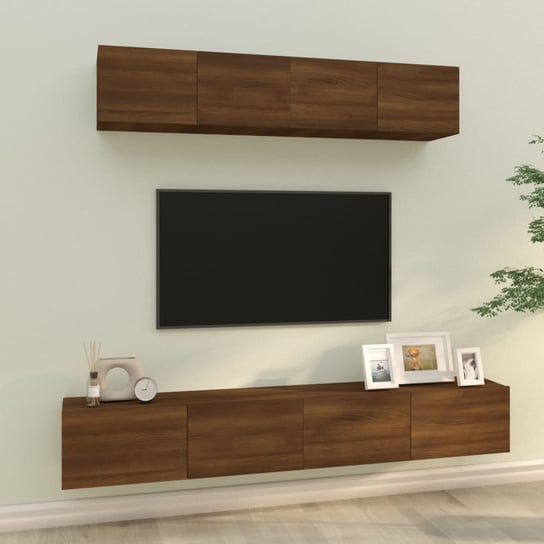 vidaXL Zestaw 4 szafek TV, brązowy dąb, materiał drewnopochodny vidaXL