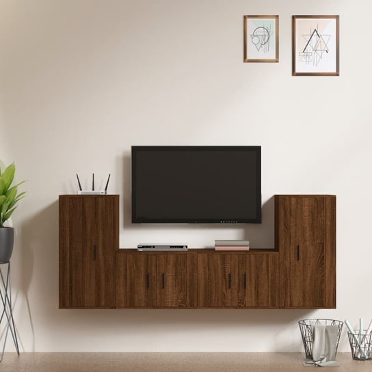 vidaXL Zestaw 4 szafek TV, brązowy dąb, materiał drewnopochodny vidaXL