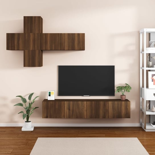 vidaXL Zestaw 7 szafek TV, brązowy dąb, materiał drewnopochodny vidaXL