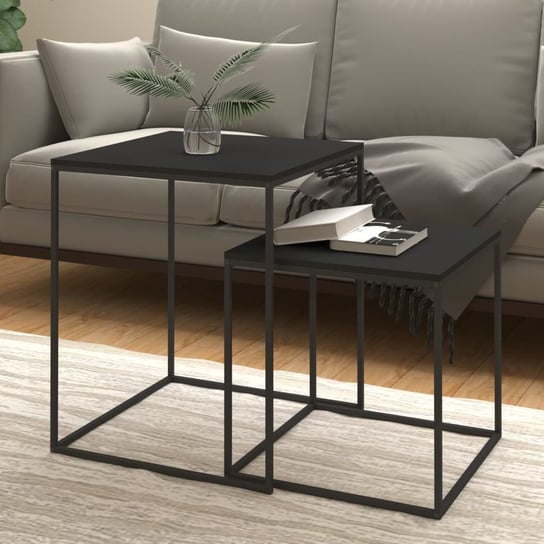 vidaXL Zestaw stolików, 2 szt., materiał drewnopochodny i metal vidaXL