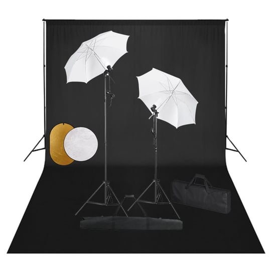 vidaXL Zestaw studyjny z lampami, parasolkami, tłem i blendami vidaXL