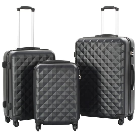 vidaXL, Zestaw twardych walizek na kółkach, czarny, rozmiar S/M/L, 3 szt. vidaXL