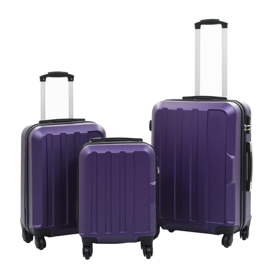 vidaXL, Zestaw twardych walizek na kółkach, fioletowy, rozmiar S/M/L, 3 szt. vidaXL