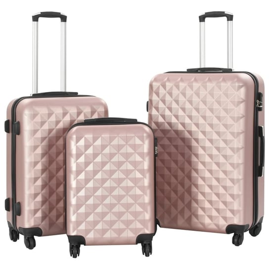 vidaXL, Zestaw twardych walizek na kółkach, różowe złoto, rozmiar S/M/L, 3 szt. vidaXL