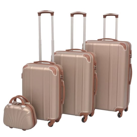 vidaXL, Zestaw walizek na kółkach + kosmetyczka, szampański, rozmiar M/L/XL, 4 szt. vidaXL