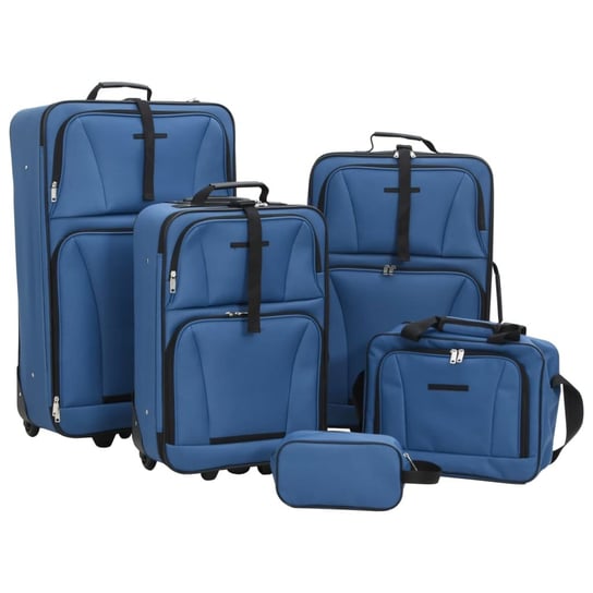 vidaXL Zestaw walizek podróżnych, 5 elementów, niebieski, tkanina vidaXL