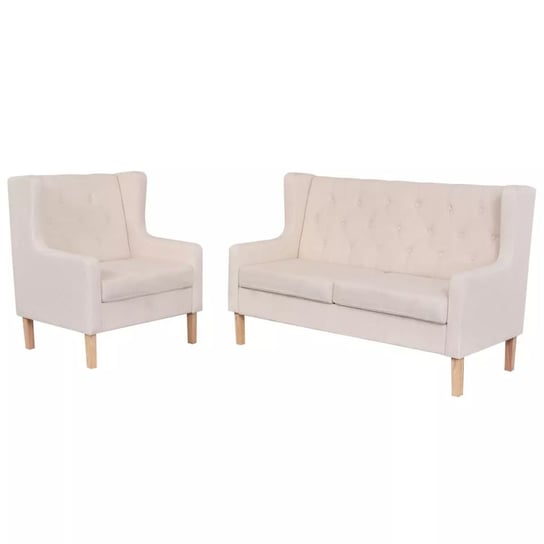vidaXL Zestaw wypoczynkowy - sofa i fotel, kremowe vidaXL