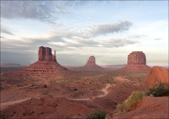 View of spectacular Monument Valley, one of the most-photographed scenic locations in Arizona, on Navajo lands east of the Grand Canyon., Carol Highsmith - plakat 100x70 cm Galeria Plakatu