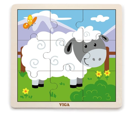 Viga 51437 Puzzle na podkładce 9 elementów - owieczka Viga