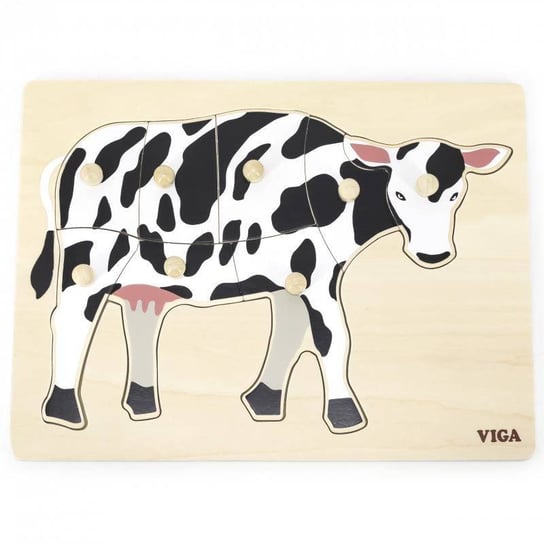 Viga, puzzle, Montessori Krowa z Pinezkami, 8 el. Viga