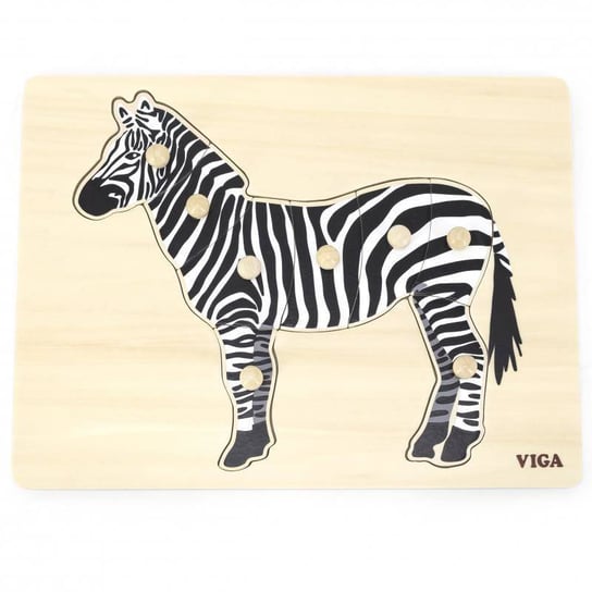 Viga, puzzle, Montessori Zebra z Pinezkami, 8 el. Viga